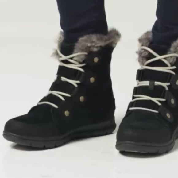 Sorel Explorer Black Suede/Leather and Faux Fur Boots - Sz 7.5 - Picture 11 of 11